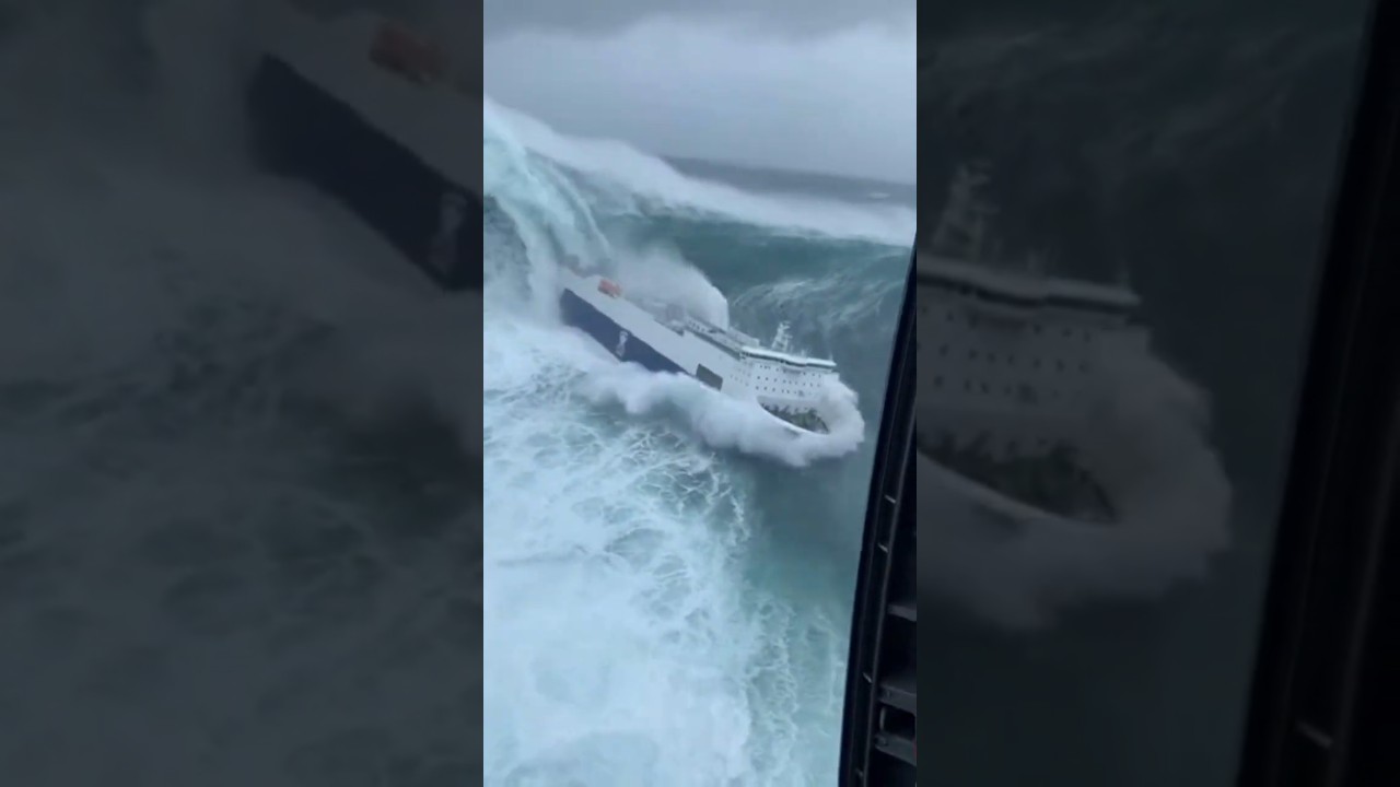 RO-RO Ship vs Apocalyptic Wave &ndash; Who Wins #maritime #waves #disaster