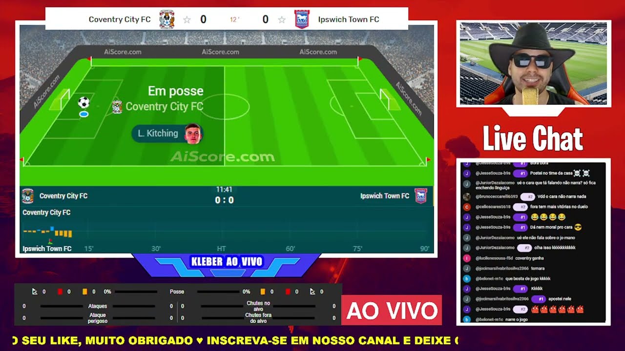 COVENTRY CITY X IPSWICH TOWN AO VIVO COM IMAGENS | ESTAT&Iacute;STICAS DO JOGO