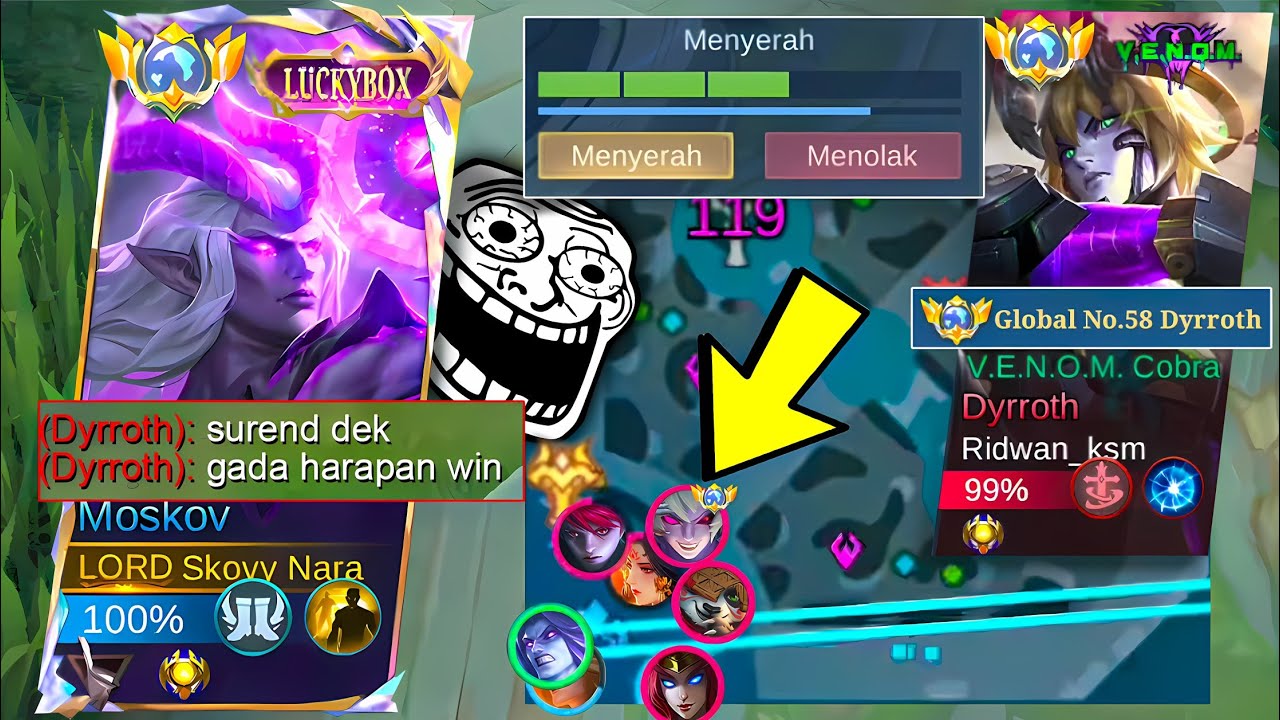 GLOBAL MOSKOV NABRAK GLOBAL DYRROTH JAGO BANGET! EPIC COMEBACK PALING NGERI! MATCH KERAS DI IMMORTAL