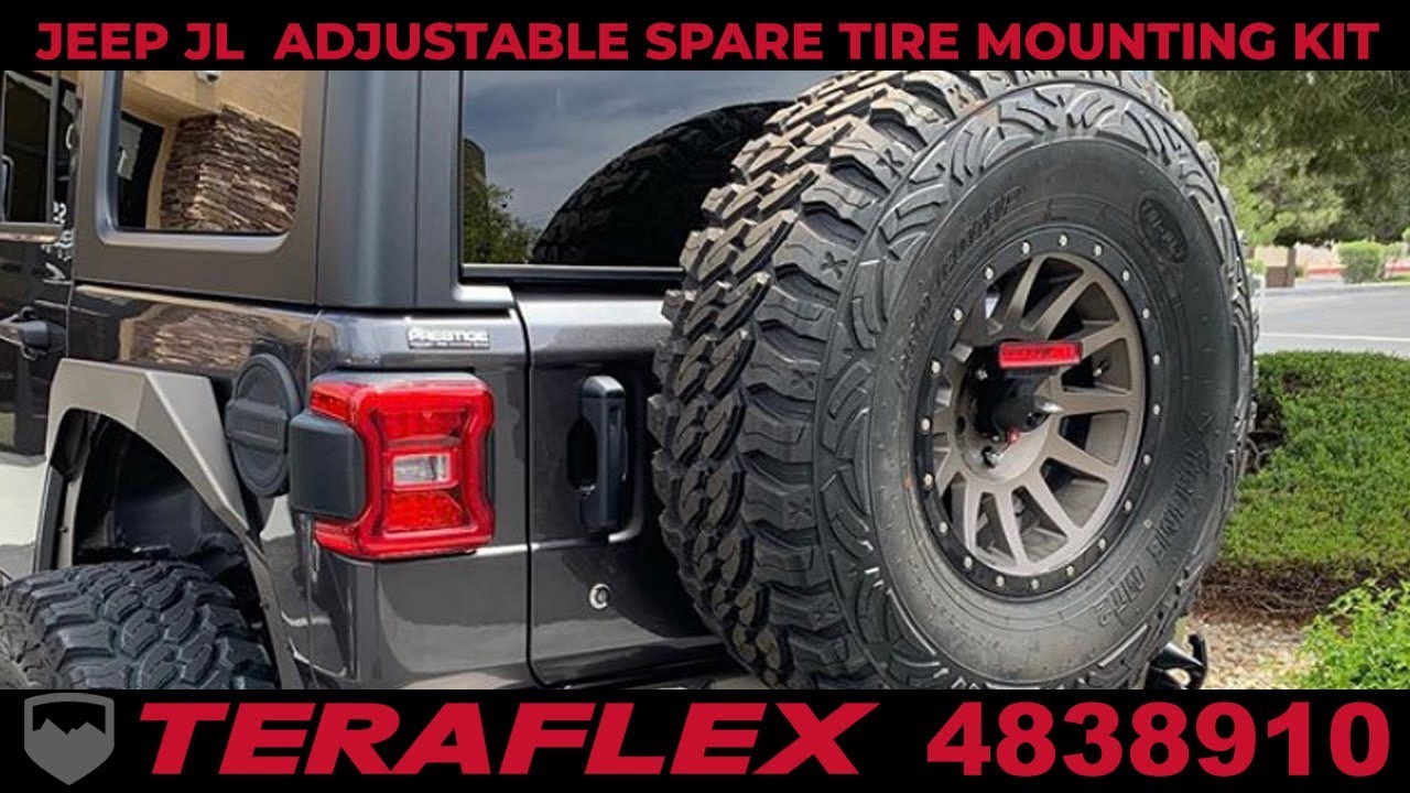 How To Install TeraFlex 4838910 Adjustable Spare Tire Mounting Kit 2018-2019 Jeep JL
