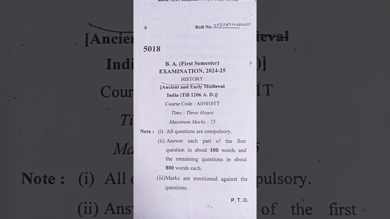 B.a 1st semester History paper 2024-25 🤔