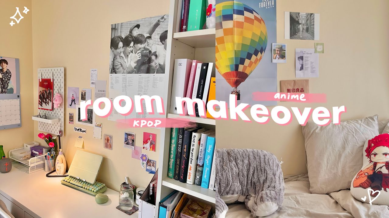 room makeover!! 💜 aesthetic bts + anime themed
