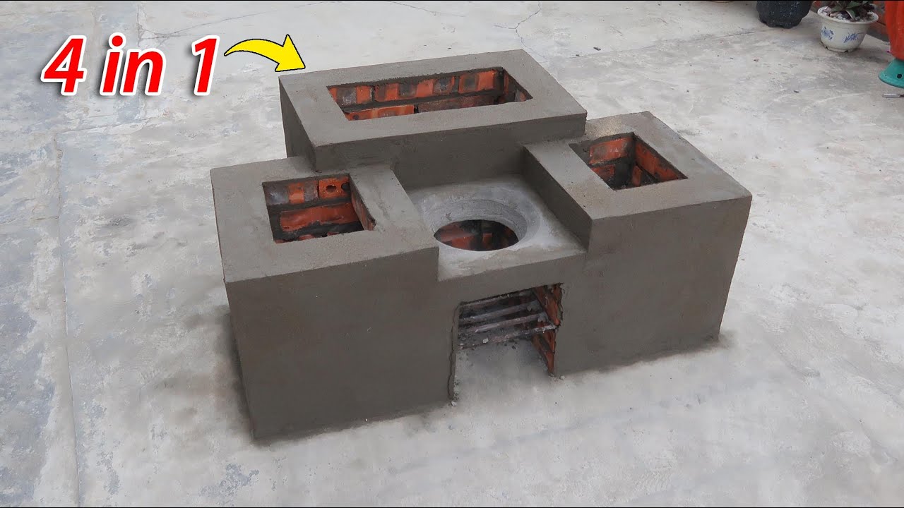 Build wood stove 4 in 1 unique at home \ Smart wood stove \ Save firewood