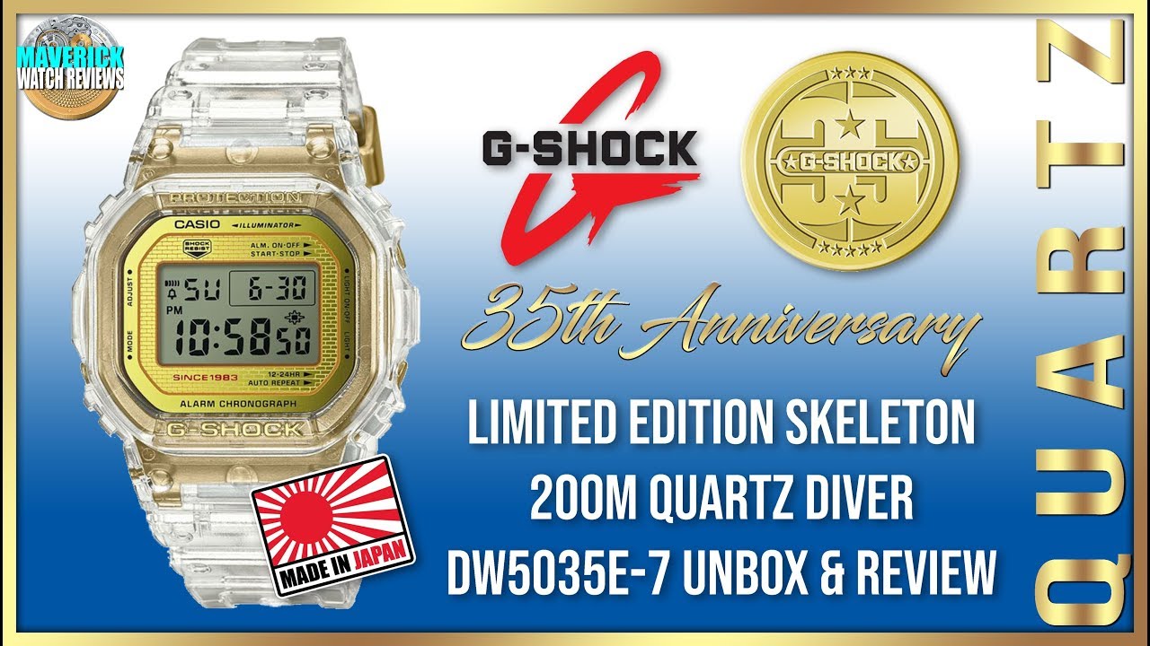 G-Shock 35th Anniversary Limited Edition Glacier Gold 200m Quartz Diver DW5035E-7 Unbox & Review