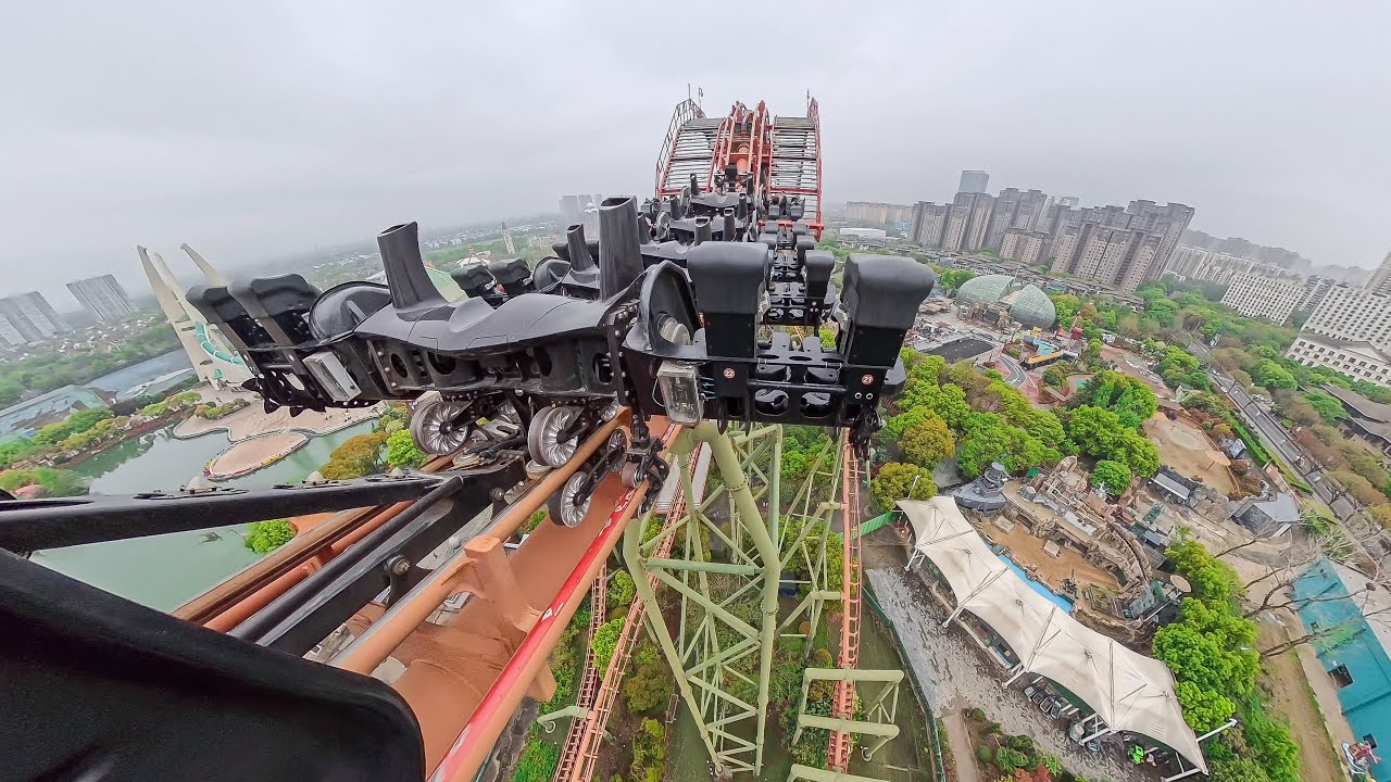 DINOCONDA Front Row POV - World's Fastest 4D Roller Coaster China Dinosaurs Park