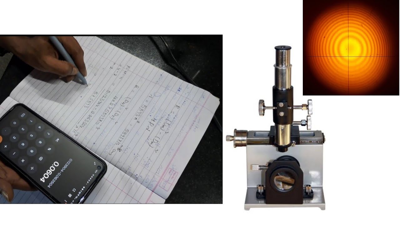 Travelling Microscope radius of curvature  experiment | Newton's rings | Calculation