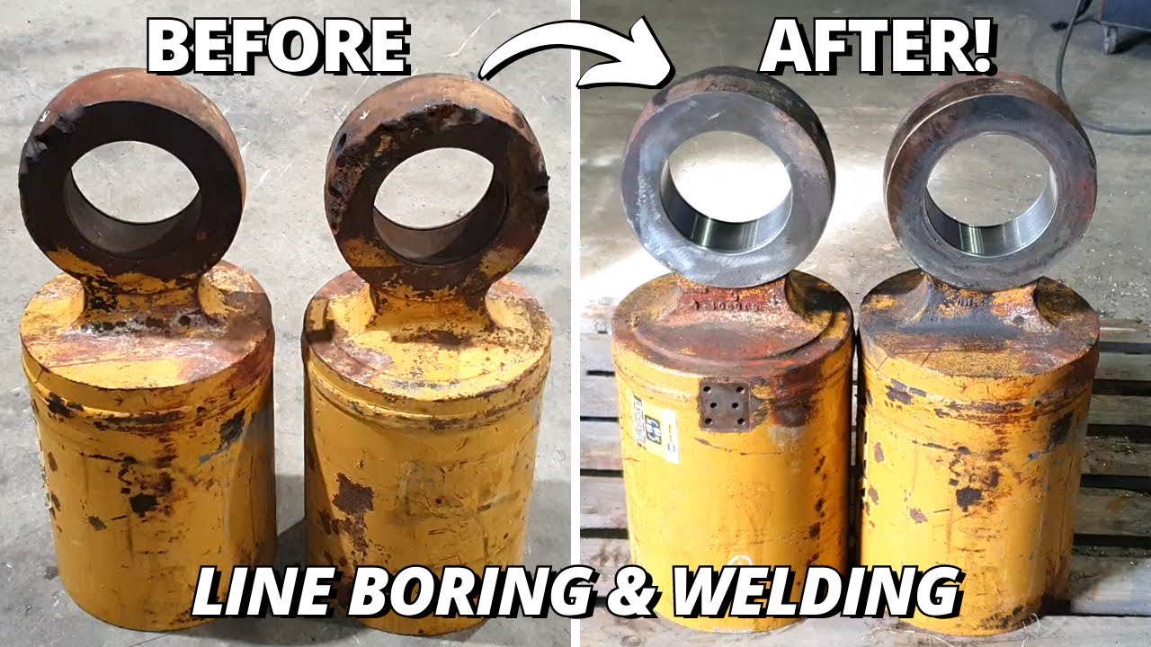 Repair TWO Damaged CAT 777 Dump Truck suspension parts | Line boring & Welding