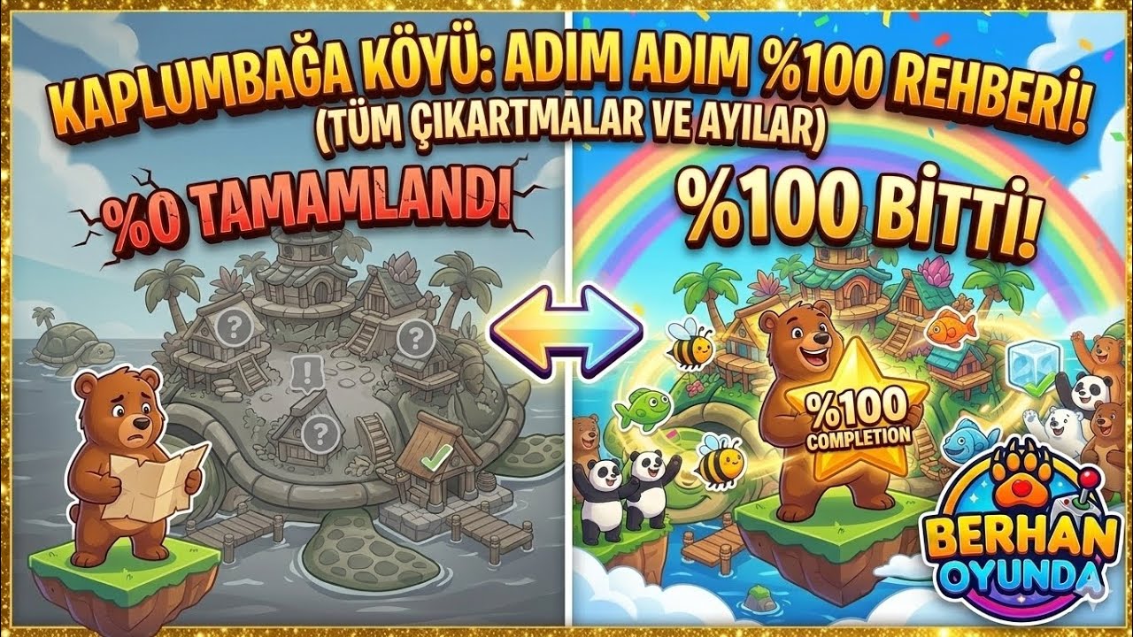 KAPLUMBAĞA KÖYÜ %100 BİTTİ! 🐢 | Tüm Gizli Çıkartmaları Buldum!