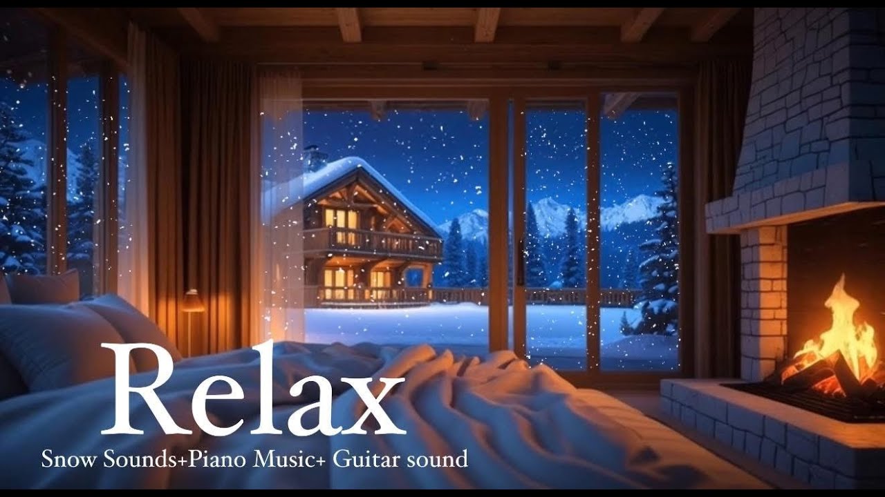 Cozy Winter Cabin Ambience ❄️ Fireplace & Snowfall | Deep Sleep & Relaxation