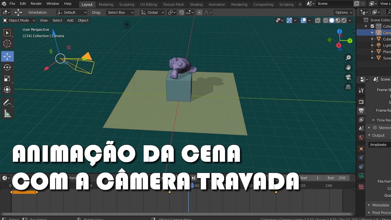 Blender 3D - ANIMAÇÃO DA CENA COM A CÂMERA TRAVADA