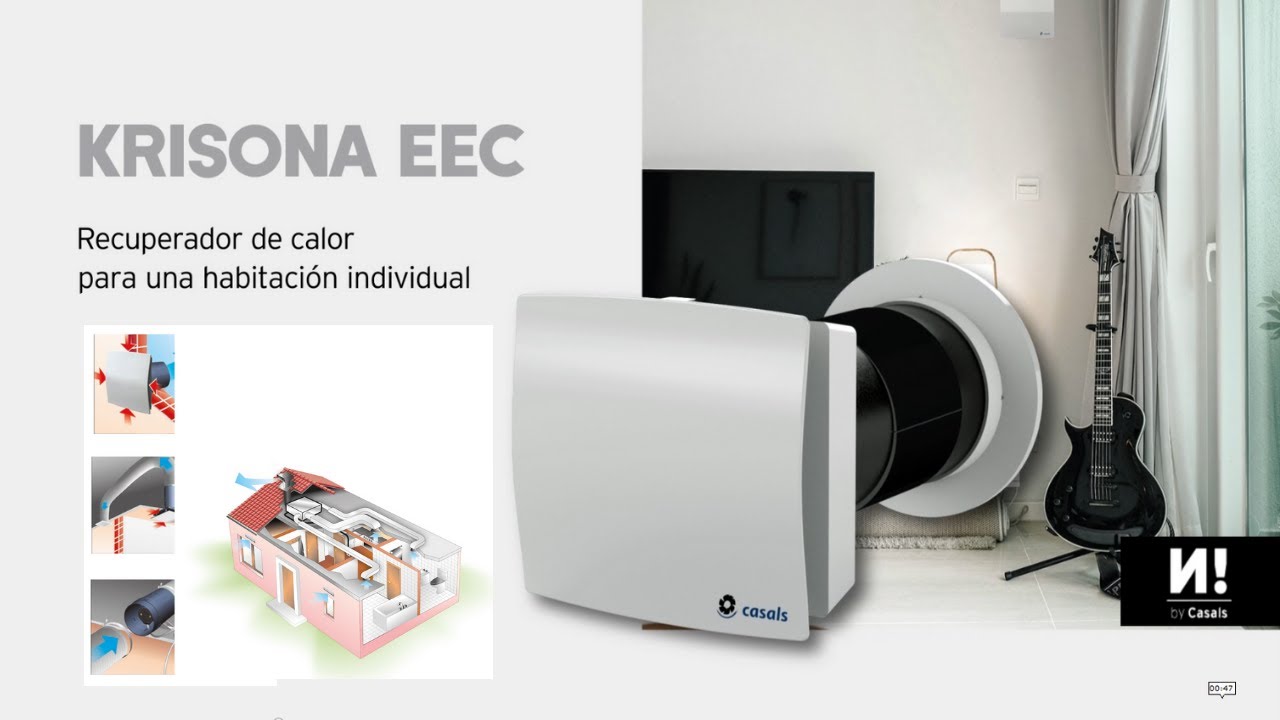 Recuperador de calor para habitaciones individuales KRISONA EEC Designtial by Casals hasta 20m²