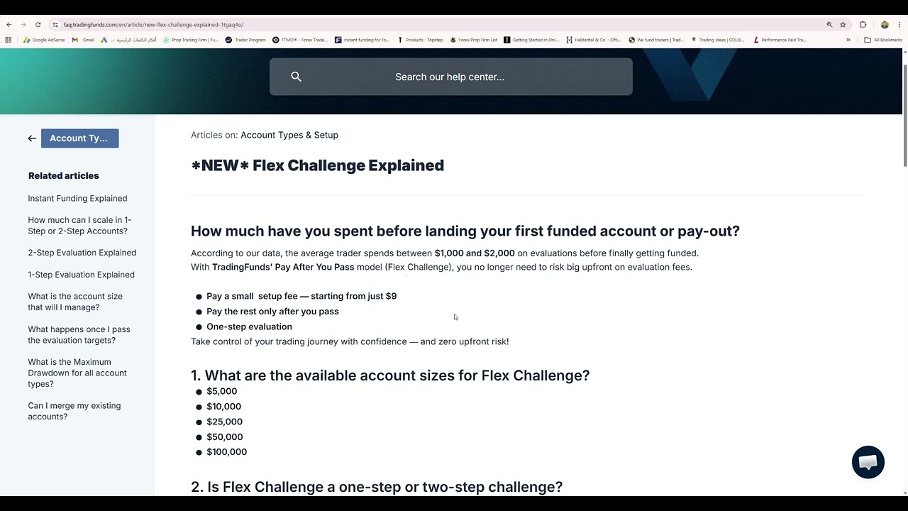 شرح برنامج Flex Challenge في شركة tradingfunds للتمويل في سوق الفوركس