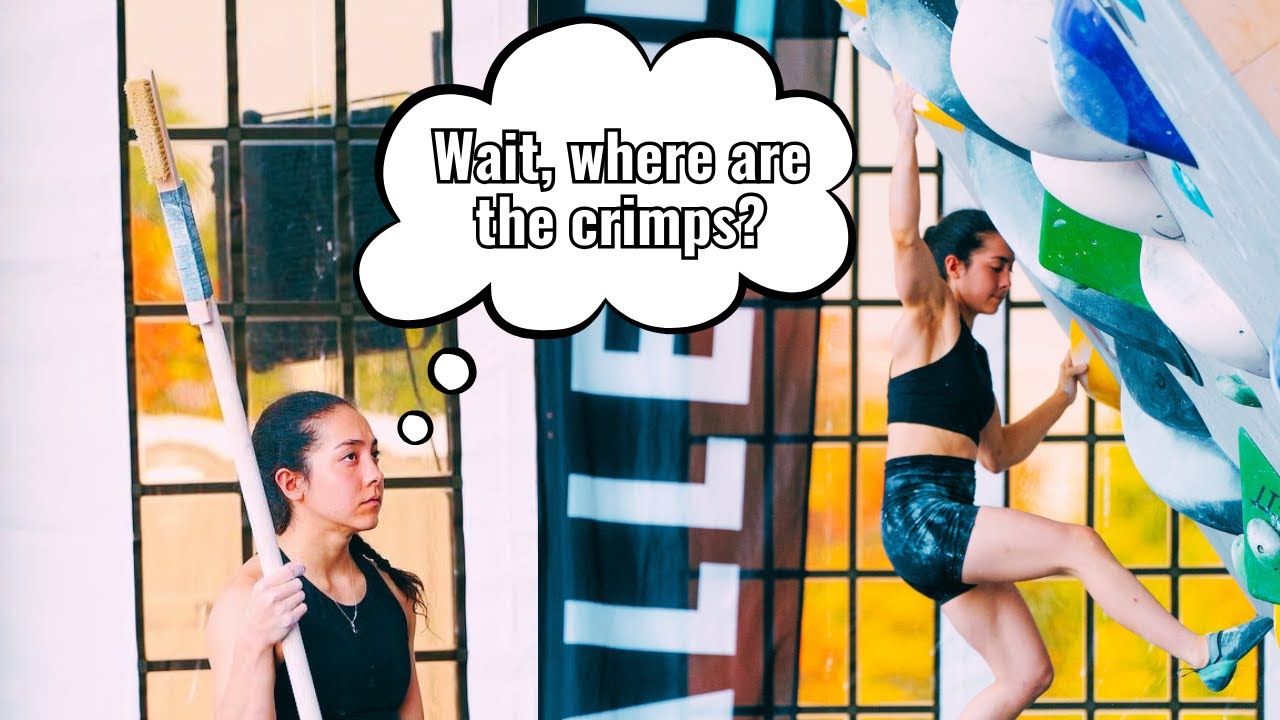 OUTDOOR CLIMBER ENTERS A COMPETITION