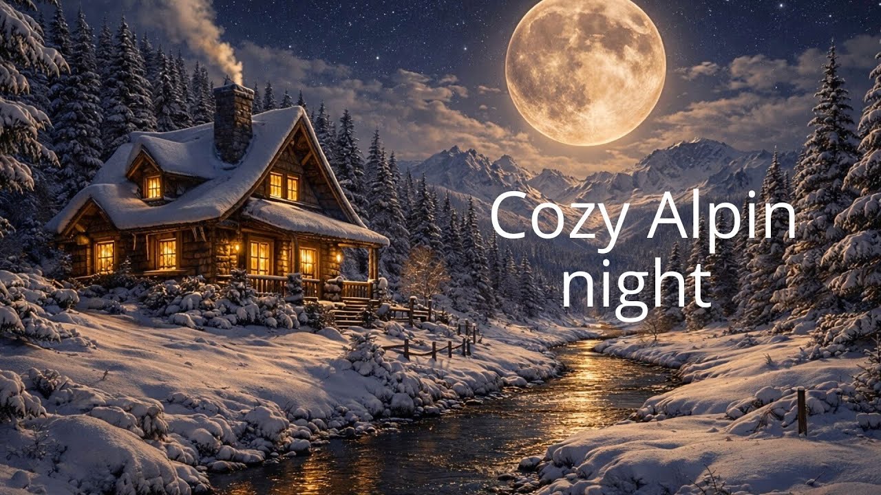SILENT ALPINE WINTER NIGHT 🌙 Cozy Mountain Cabin by the River 🔥 Deep Sleep & Calm Ambience 🌌✨