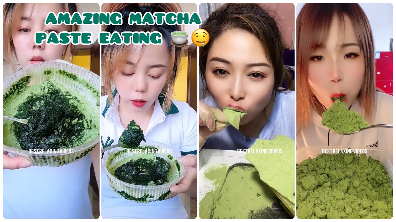 [ASMR] MATCHA POWDERED ICE EATING BY MATCHA QUEEN 👸🏻💚 & COMER HIELO DE MATCHA 🍵 & MATCHA PASTE 4