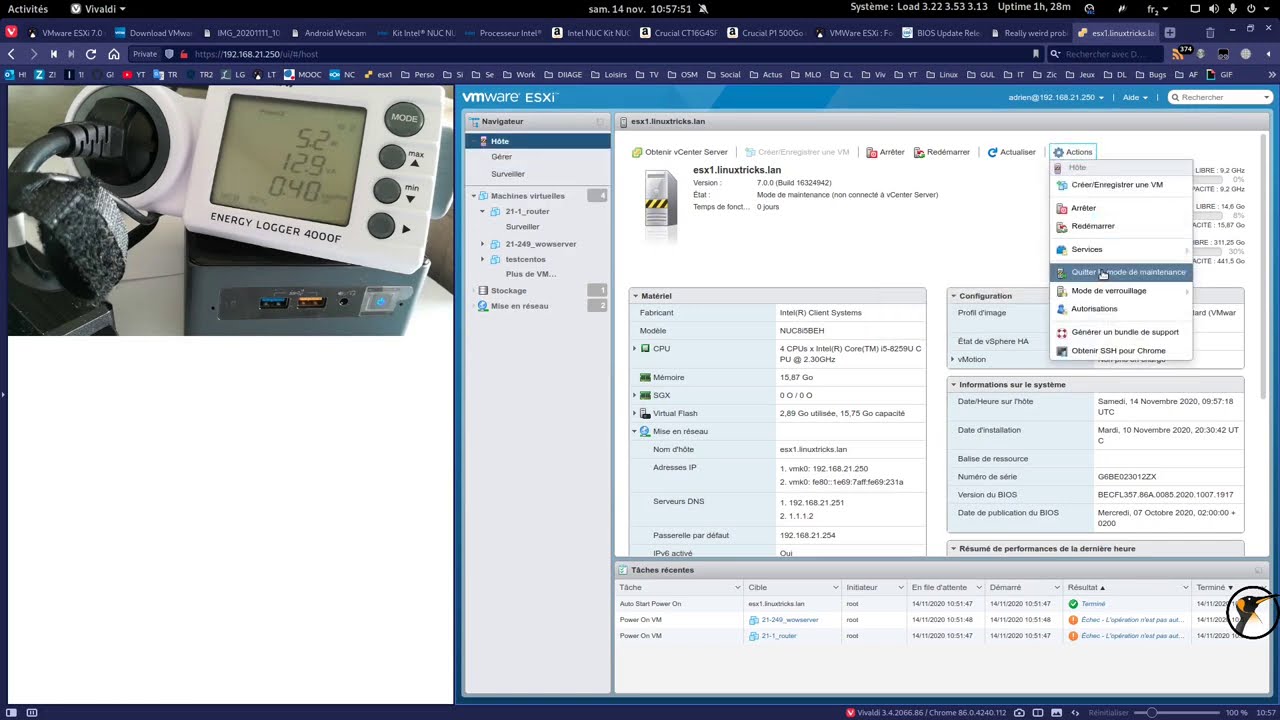 Labo Linuxtricks maison : Serveur de virtualisation VMware sur NUC8i5BEH