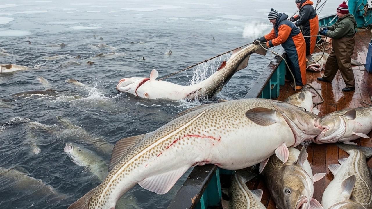 Russian Fishermen Catch 13,700 Tons of Seafood a Day Using This Method