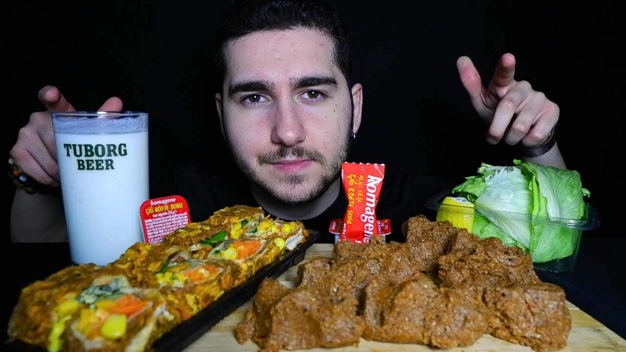 ASMR |🥙Суши с сырыми фрикадельками и полукилограммовый мукбанг с сырыми фрикадельками