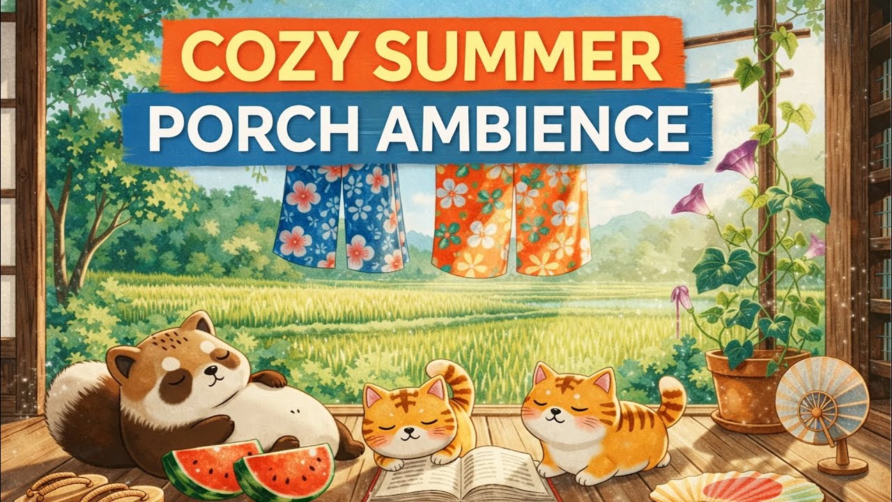 Lazy Summer Afternoon Ambience  (4K)🌿🍉 Peaceful Porch Nap ASMR + Calm Lo-Fi Mood