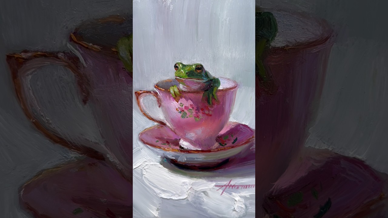 Лягушка в кружке #art #творчество #искусствовмассы #живопись