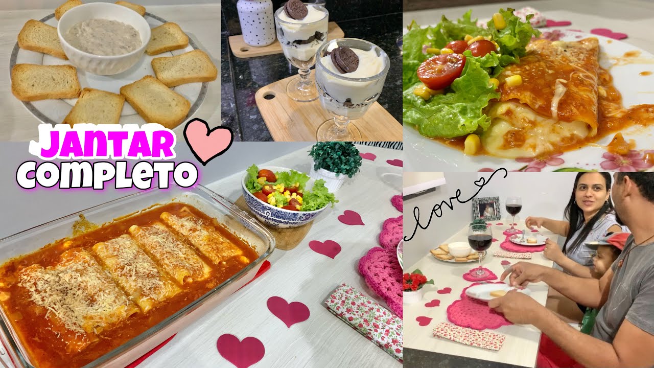 JANTAR COMPLETO: ENTRADA, PRATO PRINCIPAL E SOBREMESA + MESA POSTA | INSPIRAÇÃO DIA DOS NAMORADOS ❤️