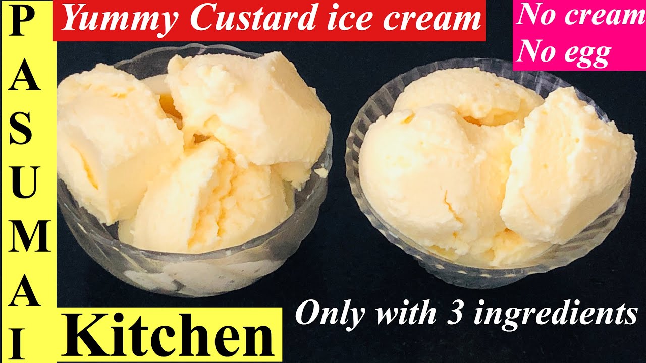 Custard ice cream | Custard ice cream without cream | Homemade custard powder ice cream | No egg