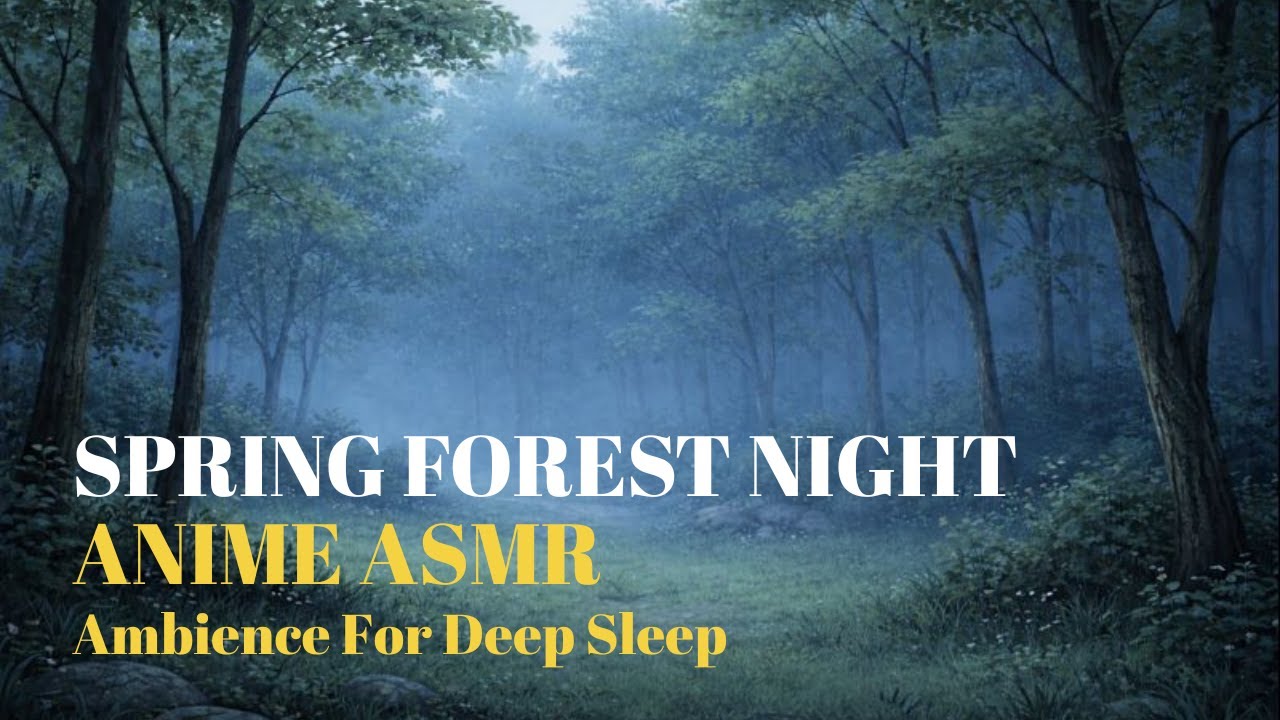 Spring Forest Night 🌱 Anime ASMR Ambience for Deep Sleep | No Talking