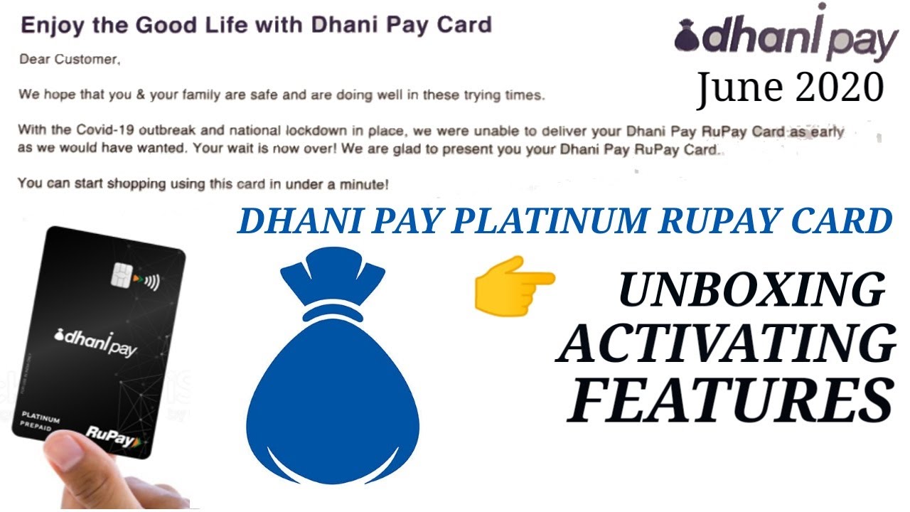 Dhani Pay Card Unboxing || Activation || Features || dhani platinum rupay card  ||dhani plastic card