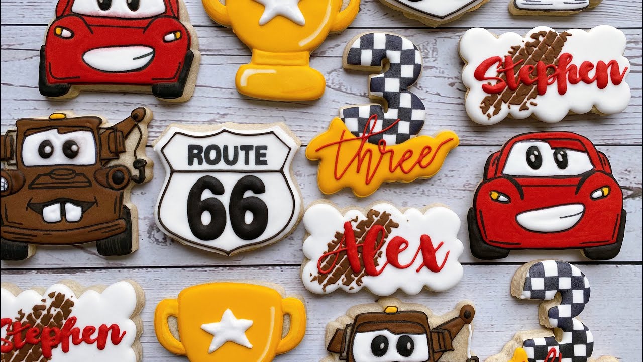 Car Birthday theme | ICING Sugar Cookies