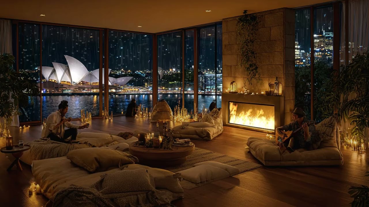 3 Hours Smooth Jazz and Rain 🎷🌧️ Relaxing Night Atmosphere