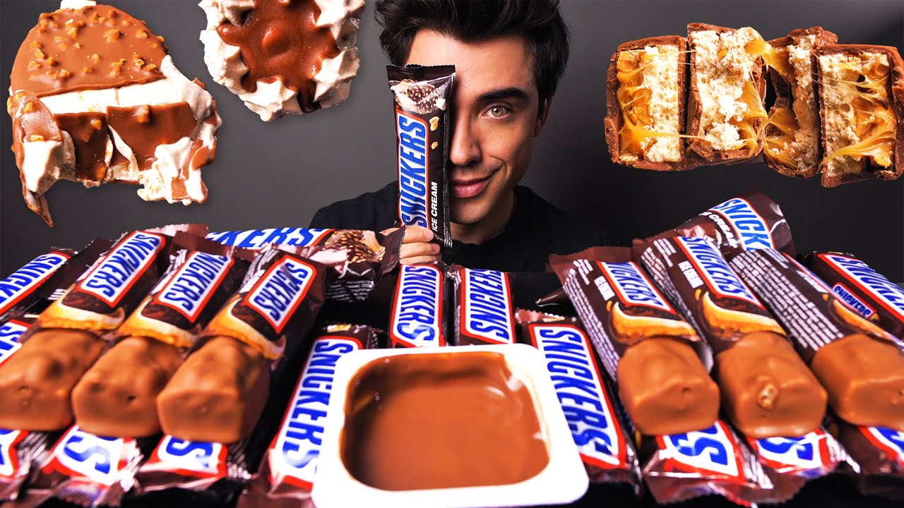 ASMR CANDY ICE CREAM BARS (SNICKERS CHOCOLATE PARTY & YOGURT MOUSSE) 리얼사운드 먹방 | McBang ASMR