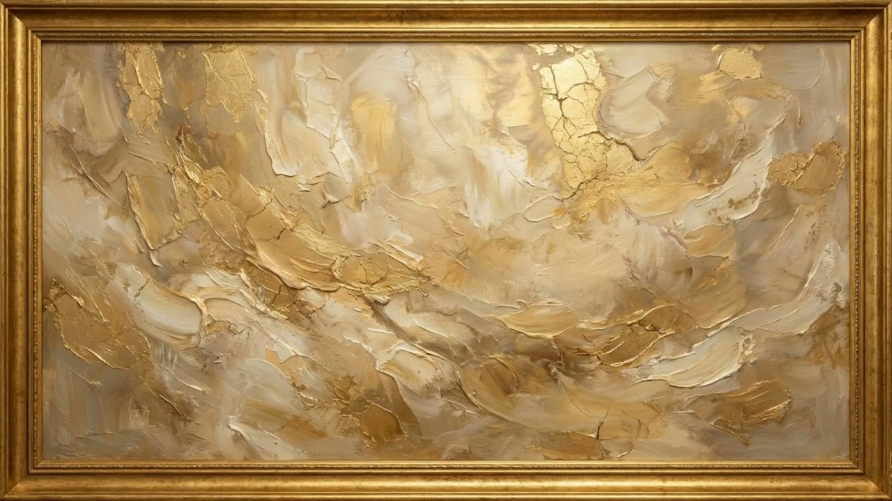 Golden Light of Abundance | 4K TV Art Frame | Abstract Marble & Gold Leaf Moving Painting