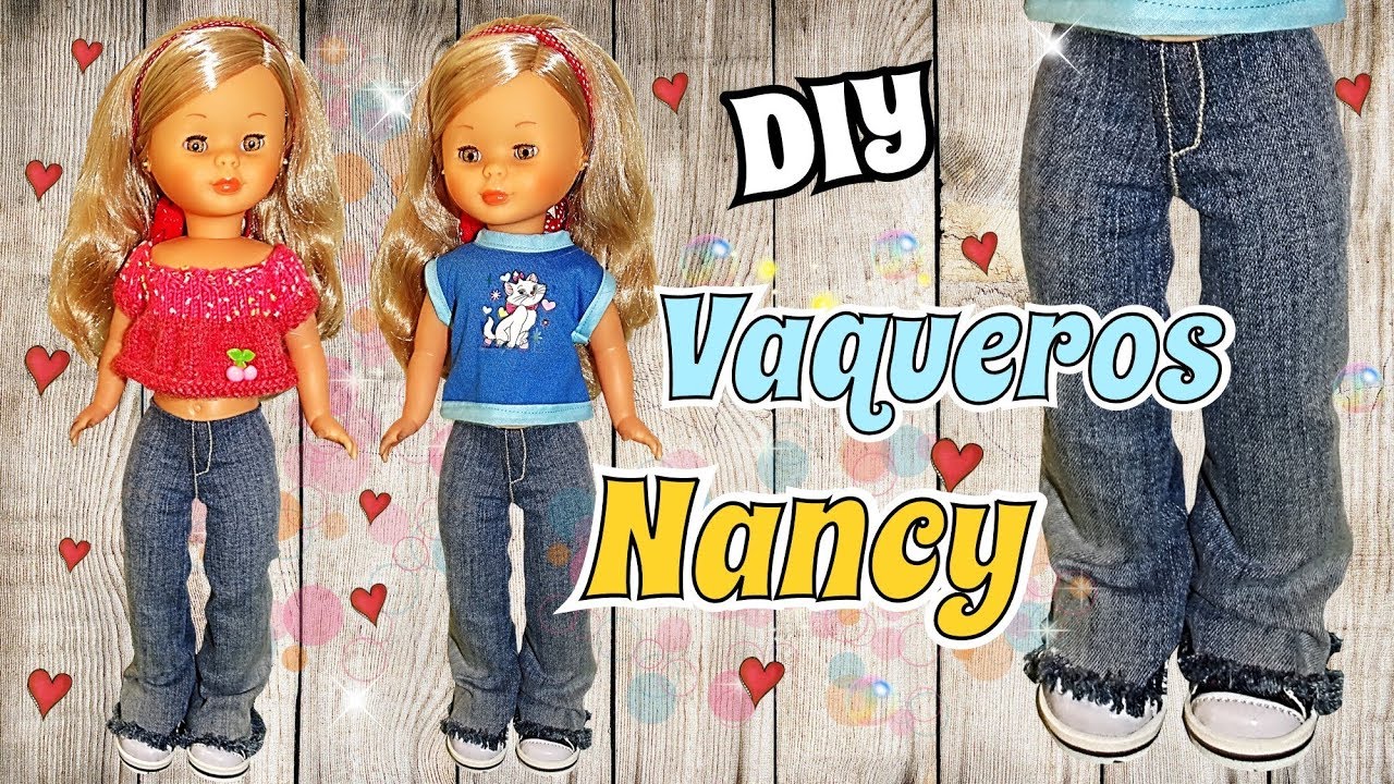 DIY Como hacer jeans vaqueros para muñecas Nancy - Moldes gratis