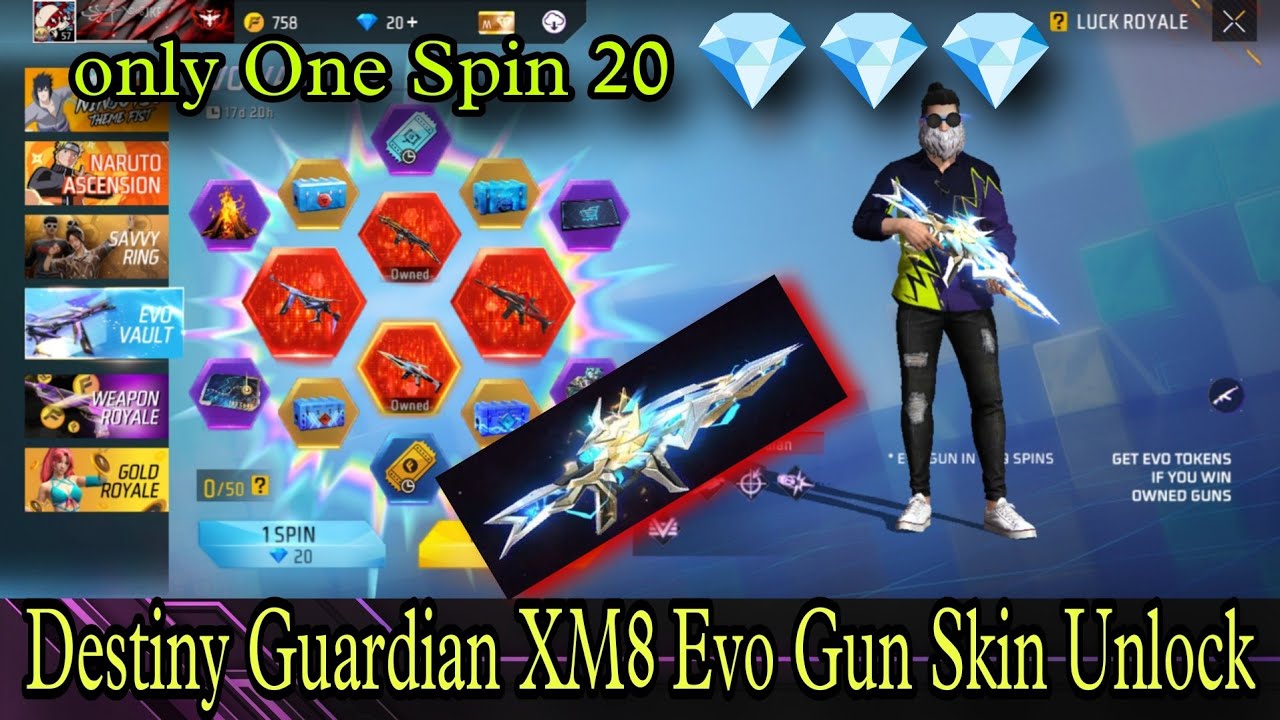 Free Fire Max  Destiny Guardian XM8 Evo Gun Skin Unlock🤯 First XM8 Evo Gun Garena Free Fire