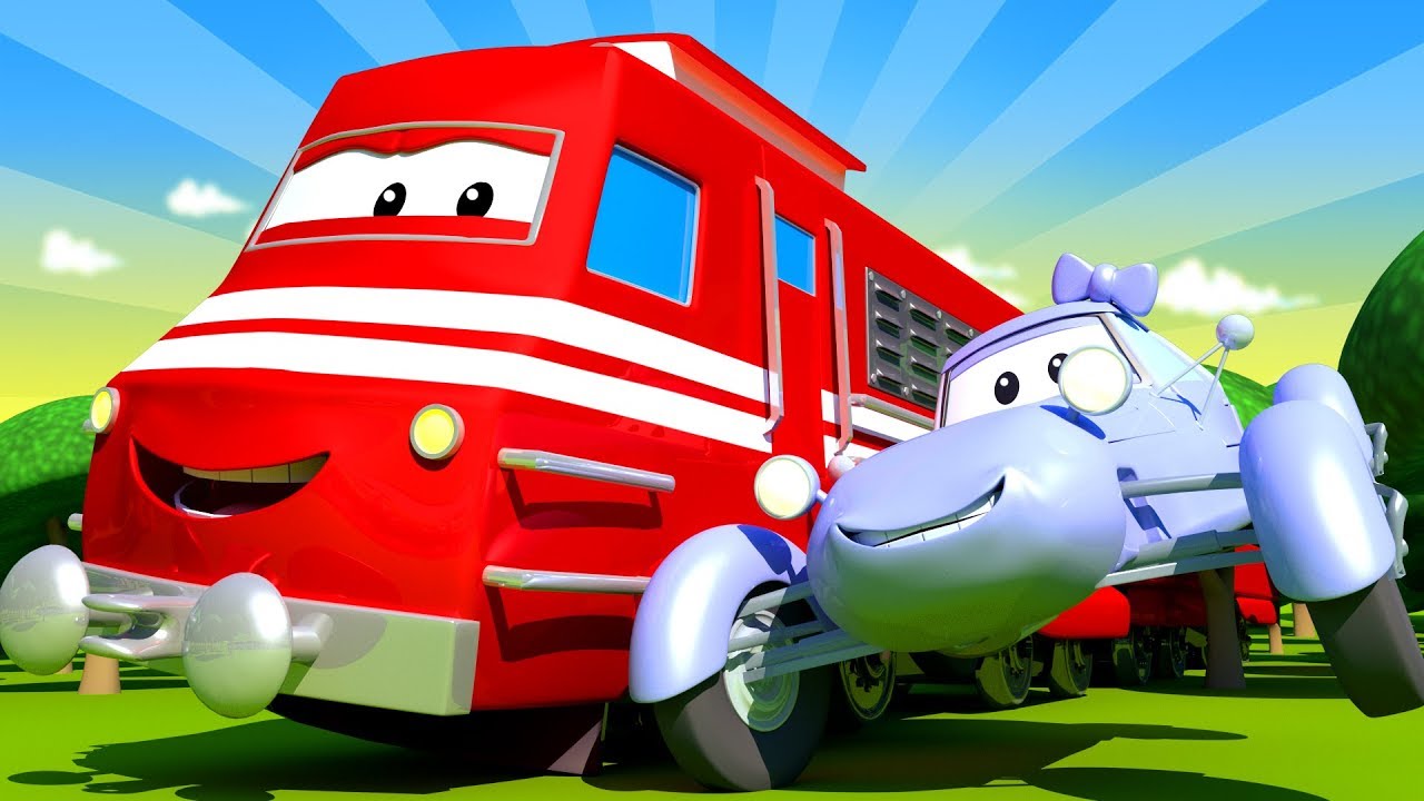 Troy The Train - Katy The Kit Car  - One Zeez & Car City ! Train Cartoon for children