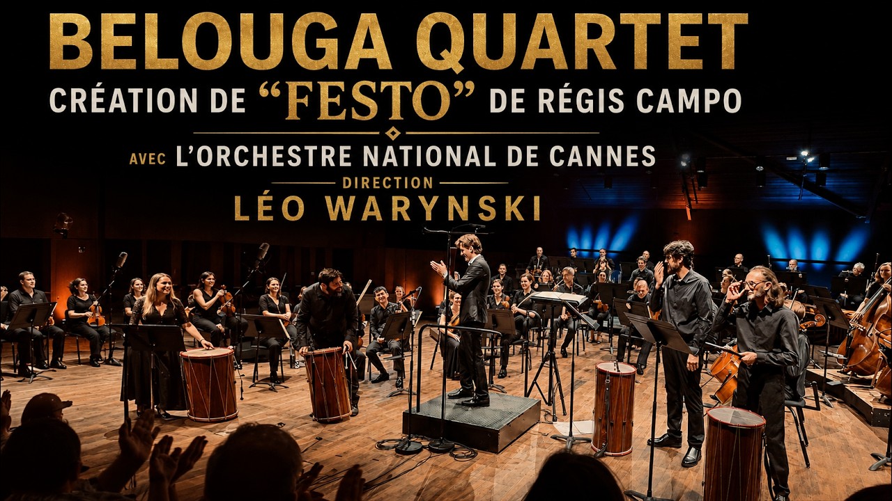 « Fèsto » de Regis Campo avec le Belouga Quartet et l’ONC, dirigé par Léo Warynski.