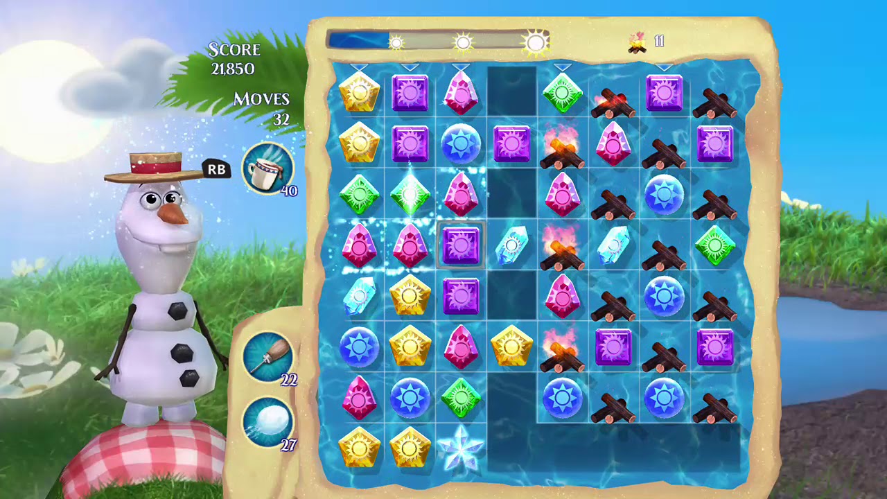 Frozen Free Fall: Snowball Fight, Summer Level 25 Walkthrough - No Power Ups
