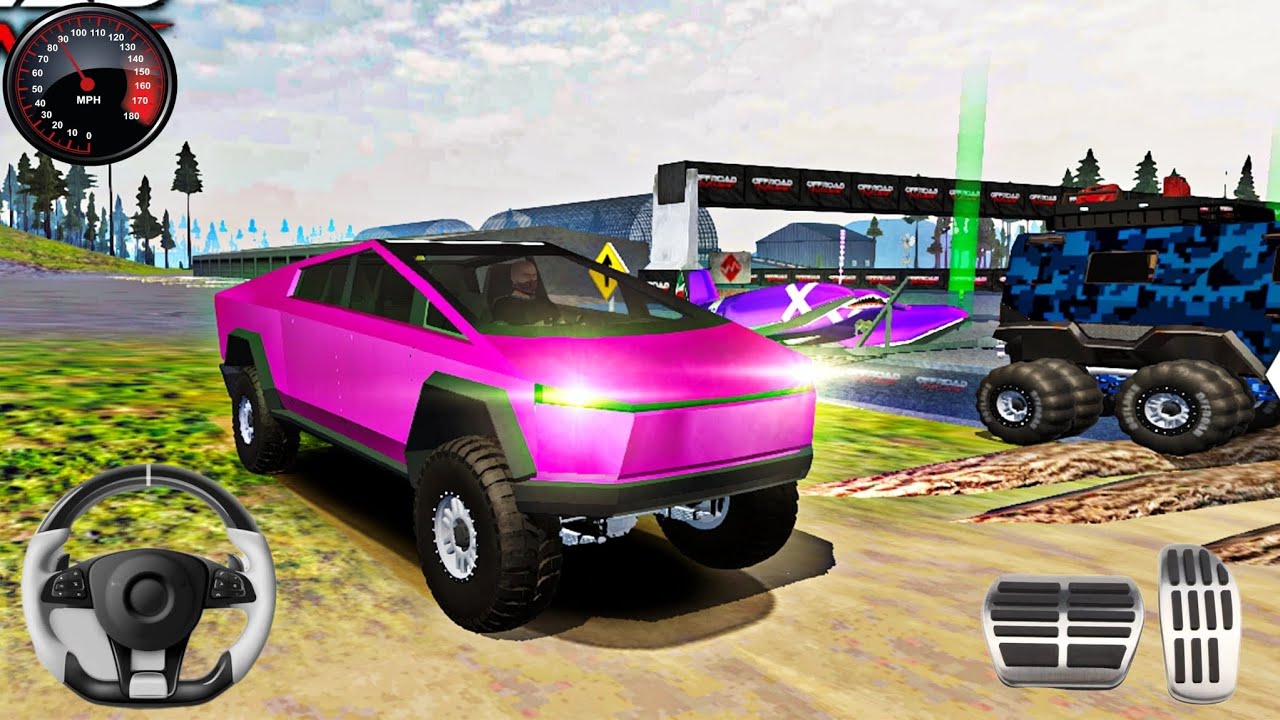 Juegos de Carros - Impossible Racing Driving Simulator - OffRoad CyberTruck Pink - Android Gameplay