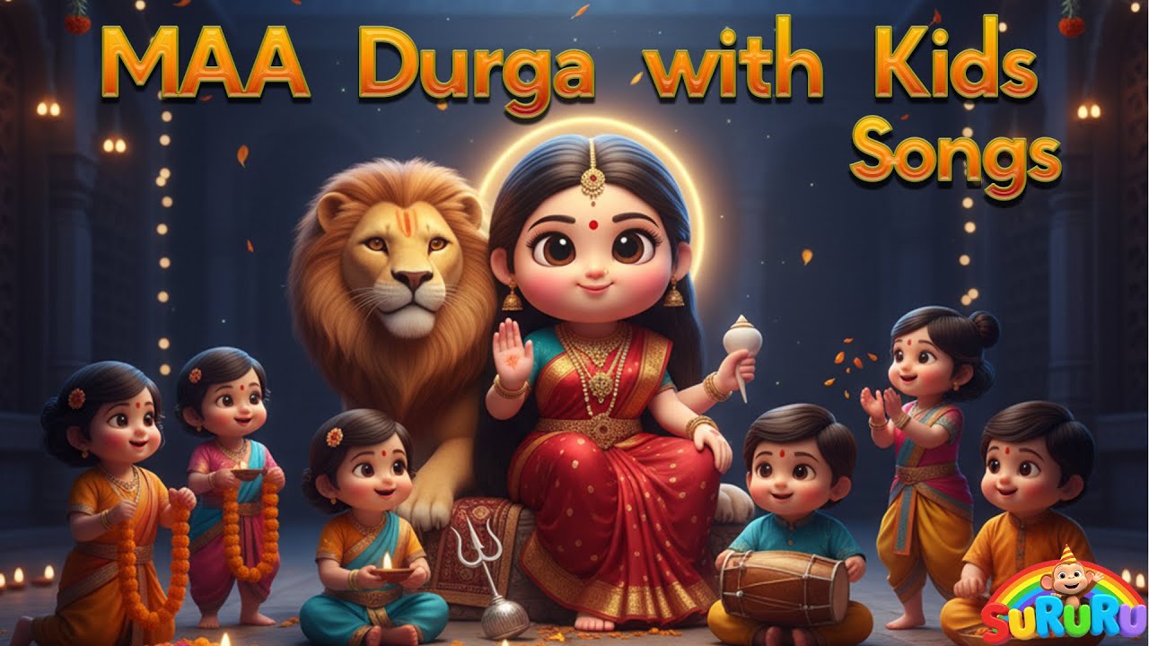 Maa Durga with Kids | 3D Animated Navratri Songs | Maa Durga Kids Songs