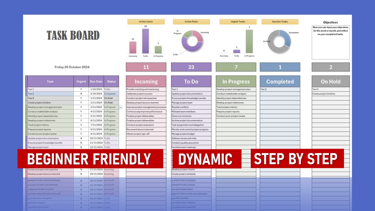 STEP by STEP: Excel Kanban Agile Board for tracking Task, To-Do List or Activities. Excel tutorial