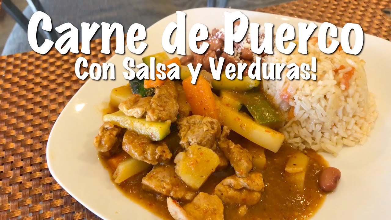 Carne de Puerco con Salsa y Verduras - Como hacer Carne de Puerco con Salsa - Receta de Puerco
