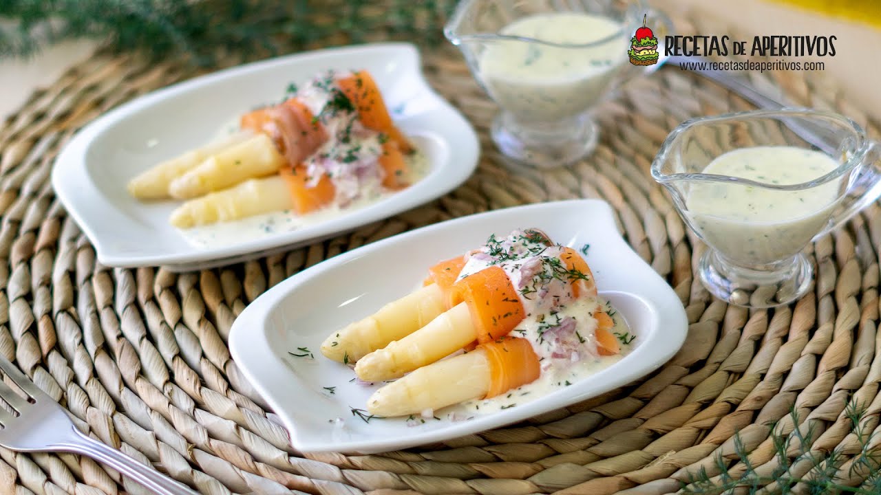 ESPÁRRAGOS BLANCOS con SALMÓN AHUMADO y SALSA de ENELDO - Aperitivo para Navidad #76