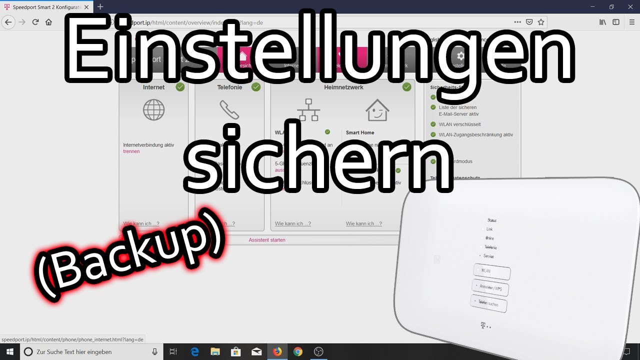 Datensicherung erstellen und wieder einlesen beim Telekom Speedport Smart Router