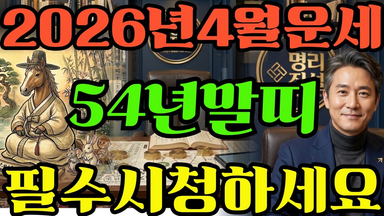 [54년말띠26년4월운세]필수시청하세요!!1954년갑오생말띠26년4월운세