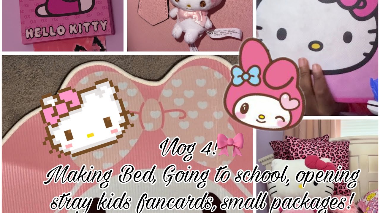 ♡︎❦VLOG 4!!🎀 Making Bed, Going to school, opening Stray Kids Fancards and Small Packages!!🎀♡︎ꨄ