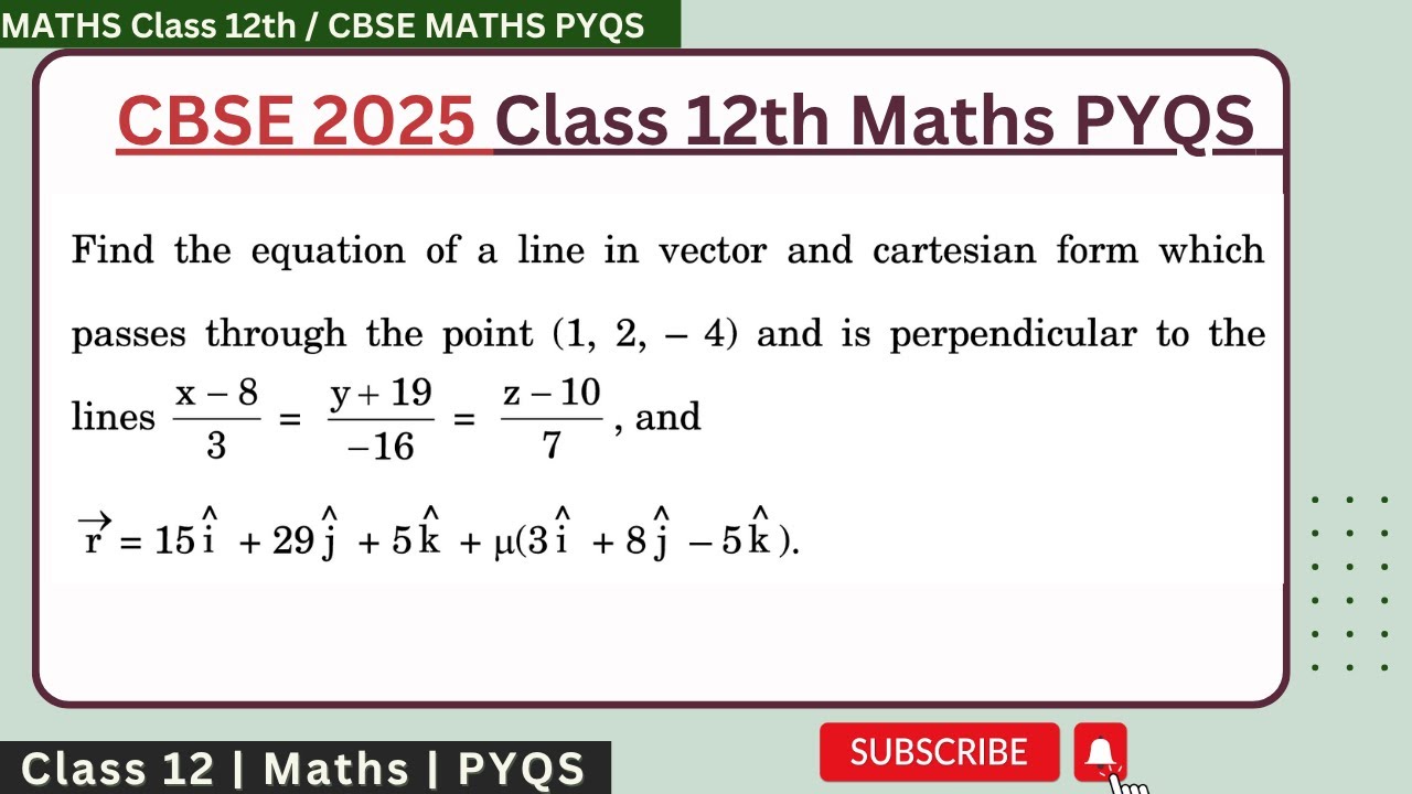 Find the equation of a line in vector and cartesian form which passes through the point (1, 2, 4)