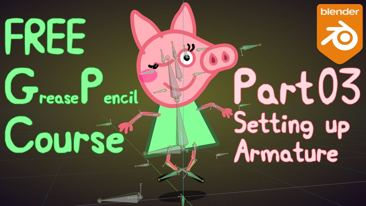 Free Blender Grease Pencil Rigging Course - Part 3 | Create & Connect Armature