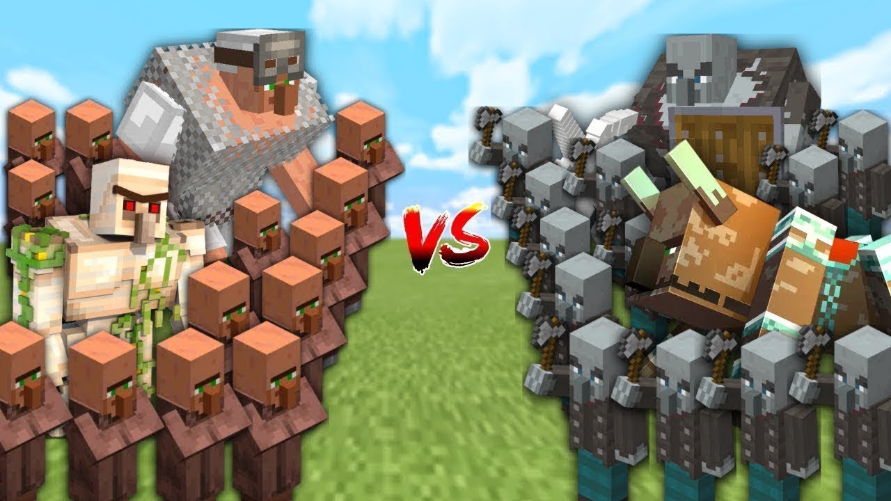 999 PILLAGER VS 999 VILLAGERS - MINECRAFT MOB BATTLE 