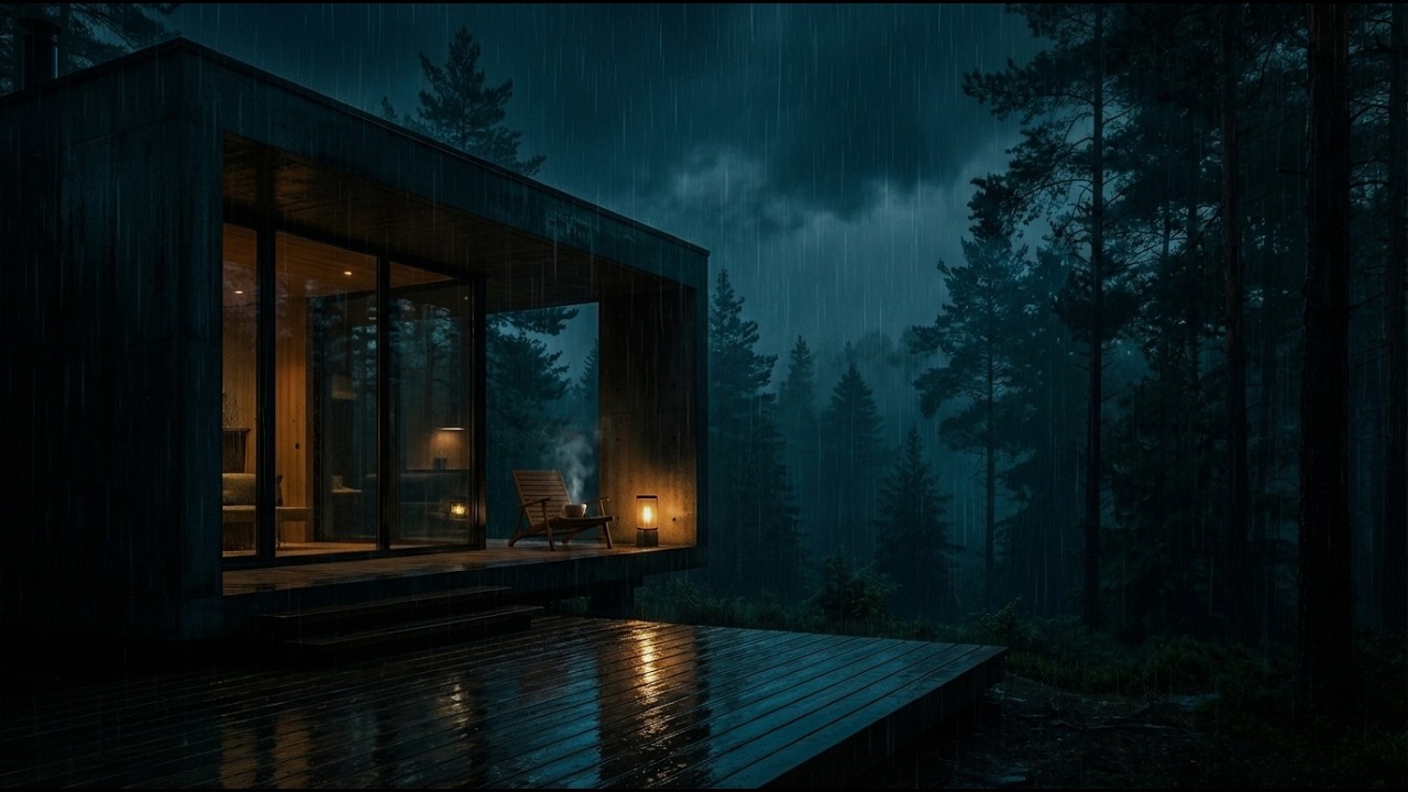 Dark Forest Rain Ambience with Soft Piano  Calm Overthinking Mind