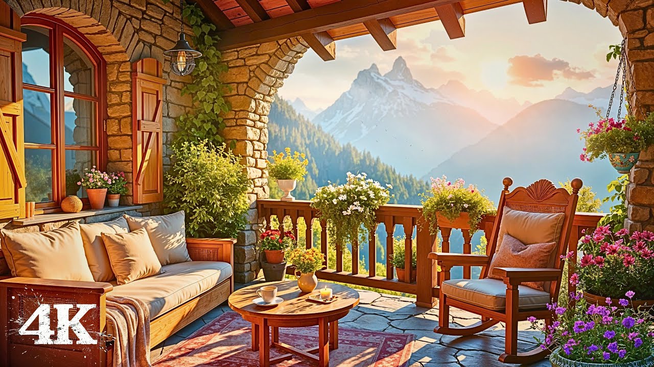 Alpine Terrace Ambience | Drift into Peaceful Tranquility with Calming Birdsong & Soft Wind Sounds